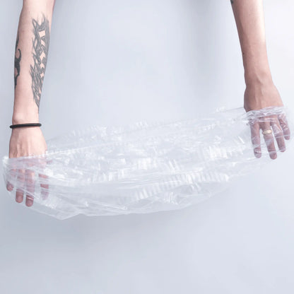 Elastic Band Trash Bags (50 Pcs, Clear)